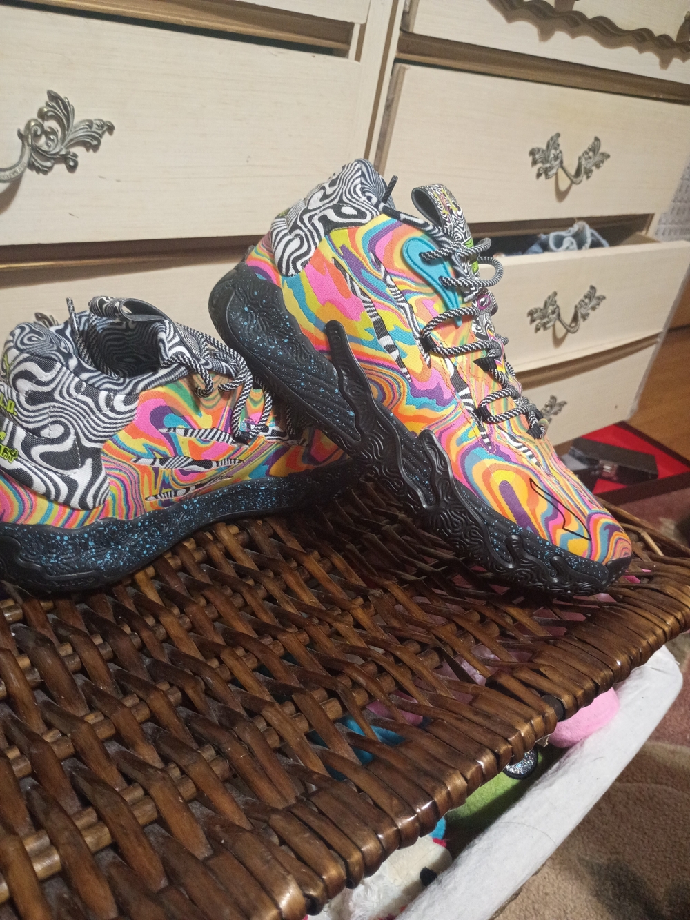 Puma Women's Multicolor Swirl Athletic Sneakers with Black Soles